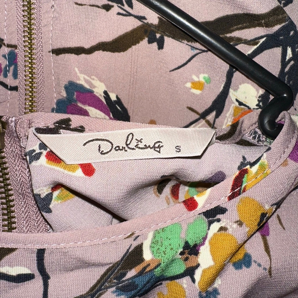 Women's Darling Floral Print Dress Size Small Zipper Back Mauve Tunic - Picture 8 of 8